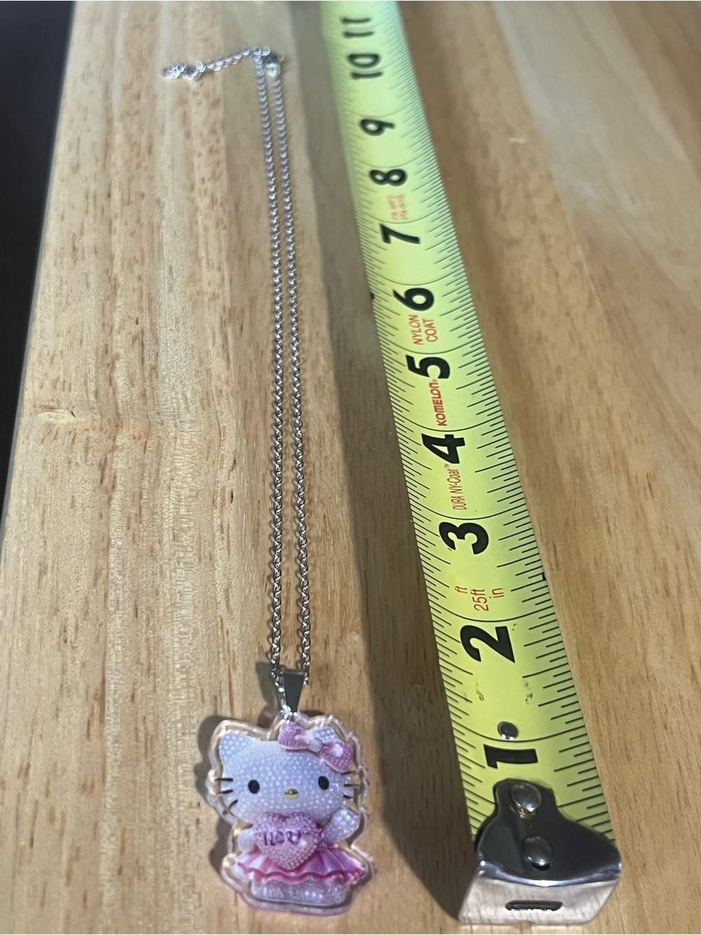 Hello Kitty Silver Chain Necklace with Pink Bow Pendant Kids or adult N166